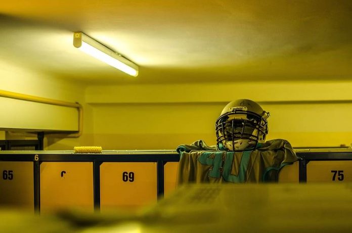american-football-blur-changing-room-empty